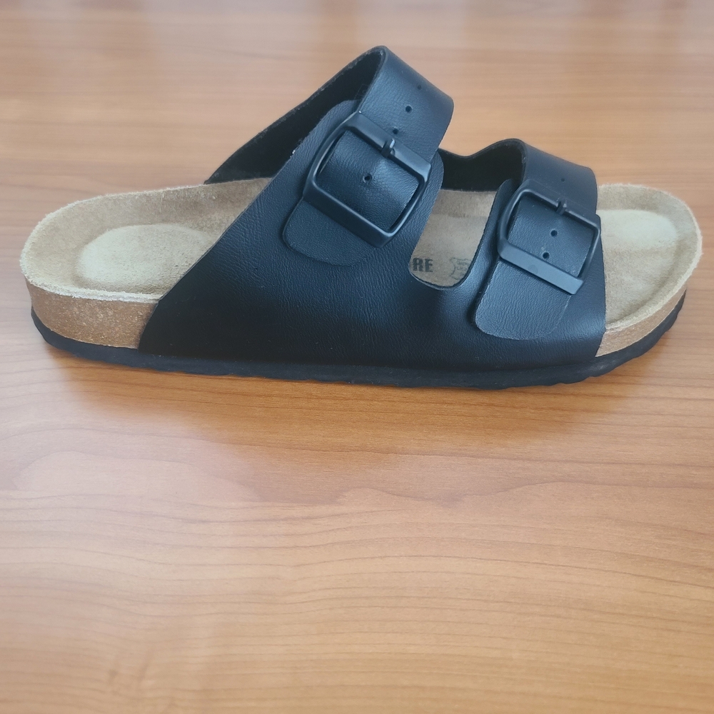 Men's Cushionaire Black Double-Buckle Slide Sandal